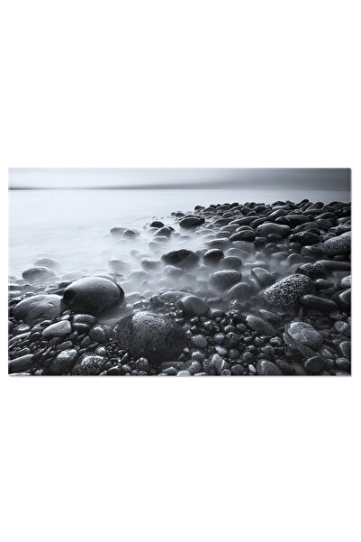 StoryGift Romania Tablou Canvas Peisaj Maritim Alb Si Negru Linii Pure, Natur...