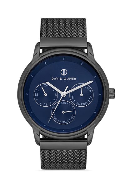 DAVID GUNER Gun Coated Blue Dial Men's Wristwatch Dg-8294Gc-V3