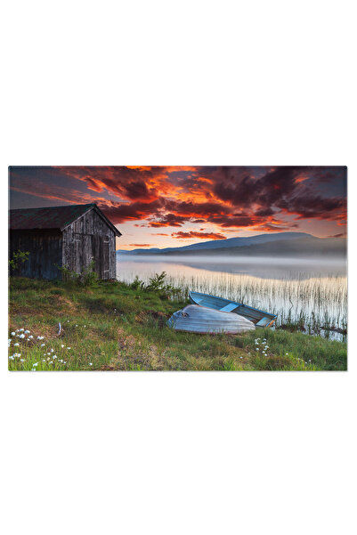 StoryGift Romania Tablou Canvas - Peisaj Linistit La Tara: Pescar Pe Lac