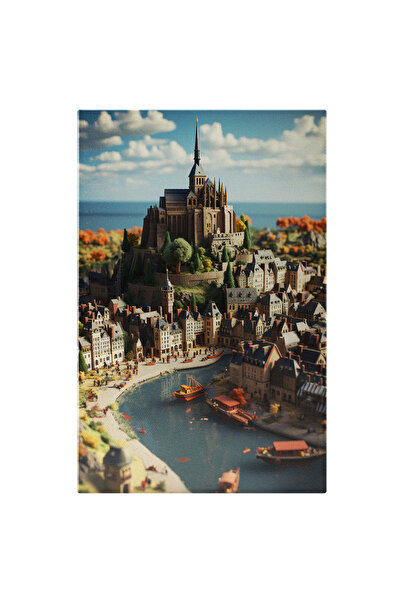 StoryGift Romania Tablou Canvas: View Cetate Pe Deal Stil Lego Cer Senin Sat ...