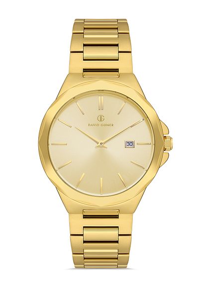 DAVID GUNER Men's Wristwatch Dg-8421Ga-B4 with Yellow Coated Yellow Dial