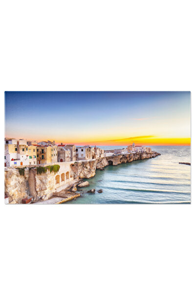 StoryGift Romania Tablou Canvas Vieste: Frumos Orasel De Coasta Pe Stanci In ...