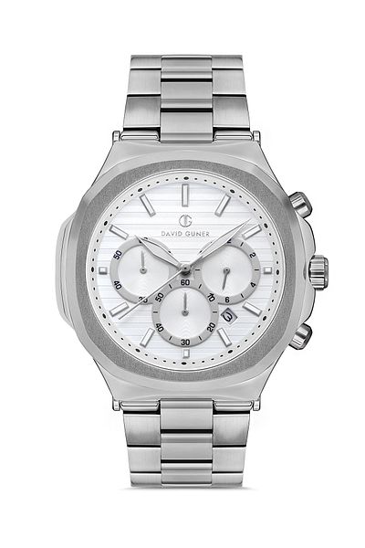 DAVID GUNER Men's Wristwatch Dg-8522Ga-A1 with Silver Coated White Dial