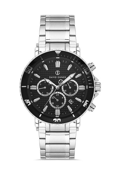 DAVID GUNER Silver Coated Multifunctional Men's Wristwatch with Black Dial - Dg-8424Ga-A2