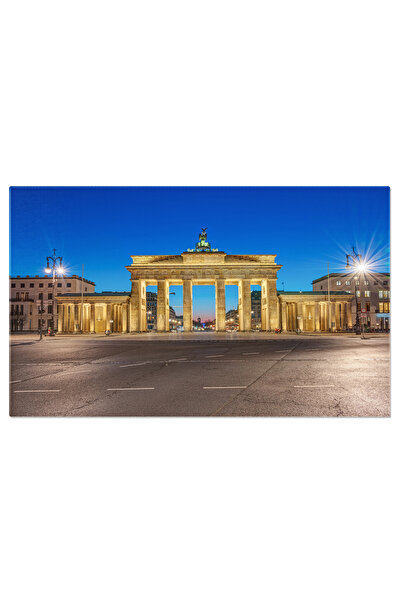 StoryGift Romania Tablou Canvas Poarta Brandenburg Faimoasa In Berlin Pe Timp De Noapte, Arhitectura, Monument, O