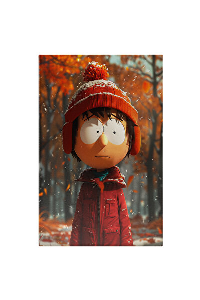 StoryGift Romania Tablou Canvas: Băiatul Îngrijorat De Apariție Sezonului Rece A Început Să Ningă Pe Frunzele Cop