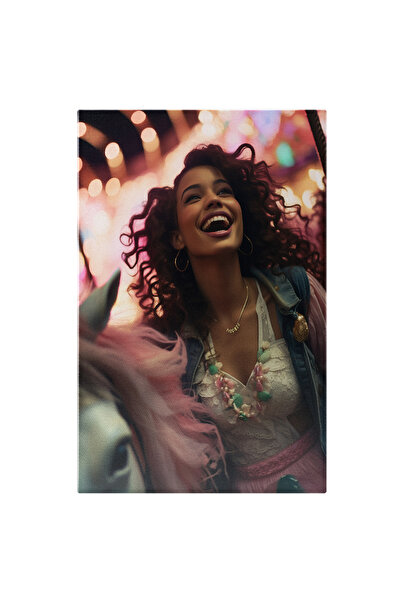 StoryGift Romania Tablou Canvas: Femeie Creola Cu Parul Cret Saten Si Rochie ...