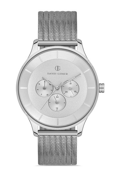 DAVID GUNER Men's Wristwatch Dg-8246Gc-A1 with Silver Coated White Dial
