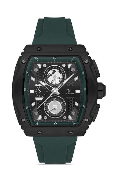 DAVID GUNER Men's Wristwatch Dg-8487Gd-Zf2 with Black Dial in Black Coated