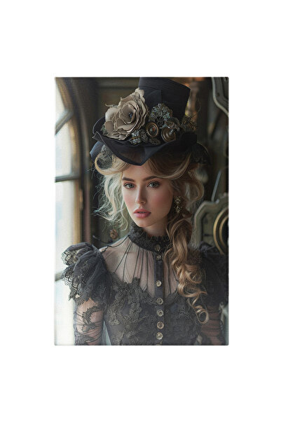 StoryGift Romania Tablou Canvas Fata Gingasa Cu Parul Lung Si Cercei Imbracat...