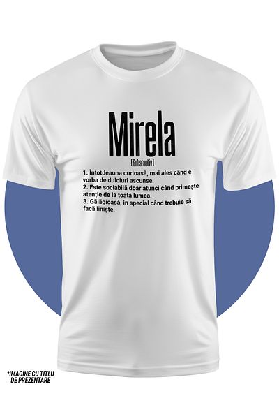 StoryGift Romania Tricou Copii Fete Cu Numele Mirela, Si Mesaj Amuzant, Curioasa, Sociabila, Galagioasa,stg