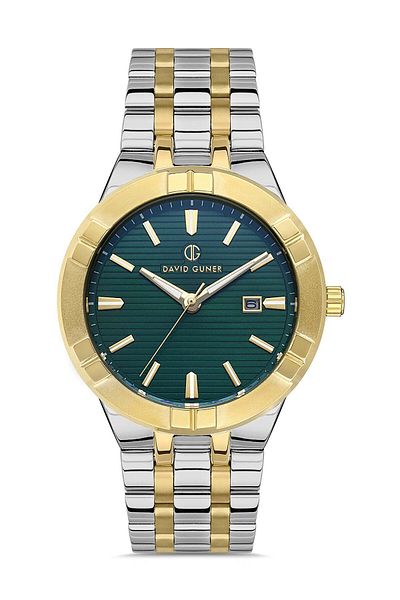 DAVID GUNER Men's Wristwatch Dg-8388Ga-D10 with Yellow White Coated Green Dial