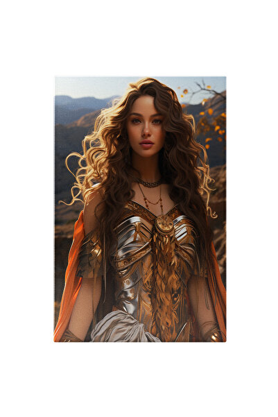 StoryGift Romania Tablou Canvas: Portret Fata Super Eroina Costum Cu Aur Par ...