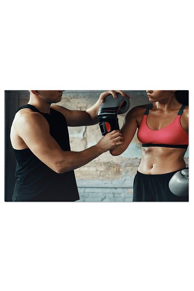 StoryGift Romania Canvas Painting 40 x 25CM Personal Training Trainer Helping a Woman Put on Gloves STG