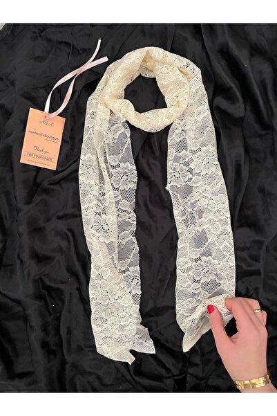 Nurcanilirboutique Krem fransız esintili zarif fular