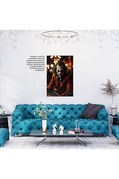StoryGift Romania Tablou Canvas: Sala Jocuri De Noroc In Care Se Afla Si Jockerul Suparat Cu Sacou Rosu Si Papio
