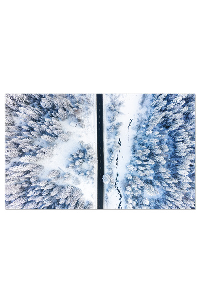 StoryGift Romania Tablou Canvas Drum Si Padure De Iarna Din Aer, Drum, Peisaj...