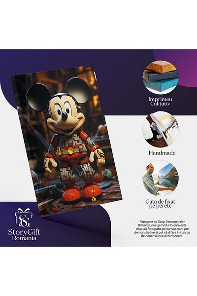 StoryGift Romania Canvas Painting: Lego Mickey Mouse With Big Round Black Ears Happy And Ready To Play P