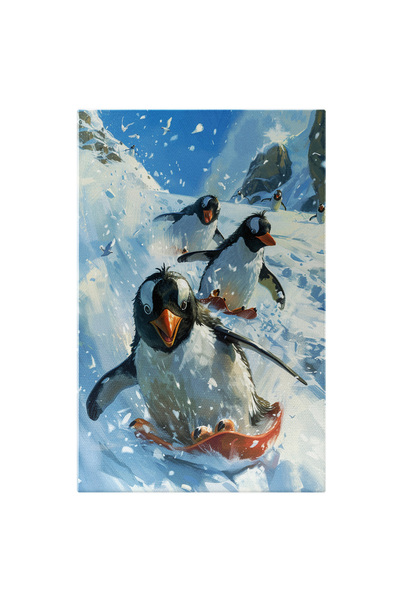 StoryGift Romania Tablou Canvas: Pinguinii Schiori Fericiti De Zapada Alba Pu...