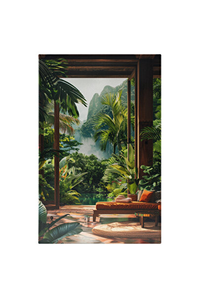 StoryGift Romania Tablou Canvas Casa Modernă Din Sălbaticia Naturii Ecuatoria...