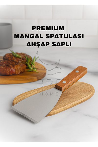 BRE HOME Stainless Steel Cake Pastry Grill Spatula with Wooden Handle