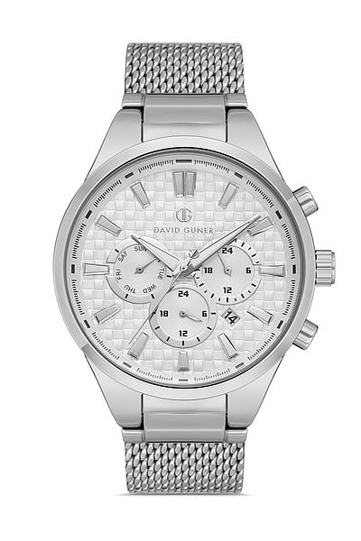 DAVID GUNER Men's Wristwatch Dg-8343Gc-A1 with Silver Coated White Dial