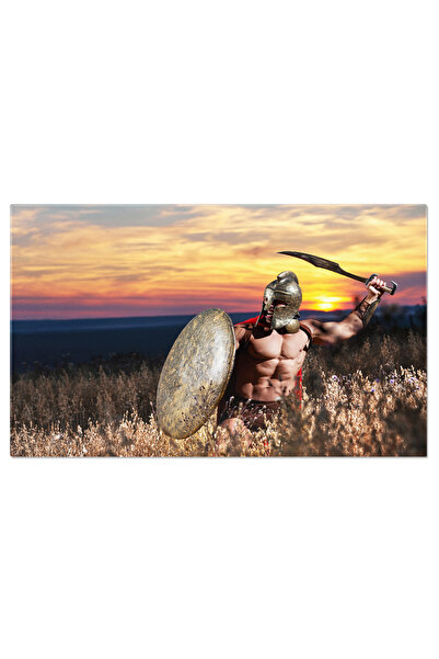 StoryGift Romania Tablou Canvas - Gladiatorul Spartan In Detaliu, Armura Si D...
