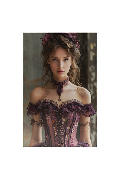 StoryGift Romania Tablou Canvas Doamna În Mov Puritate Absolută A Chipului Perfect Cu Ochi Verzi De Toamnă , Pict