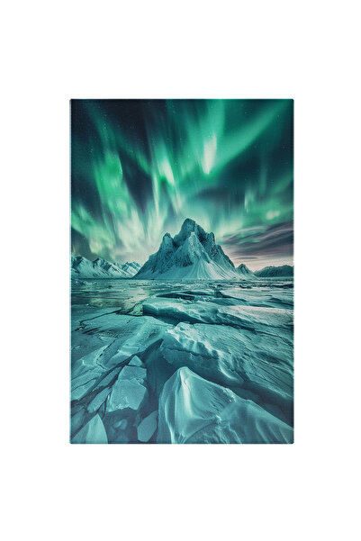 StoryGift Romania Tablou Canvas: Ghețari În Cadru Cu Aurora Boreală Și Nuanțe...