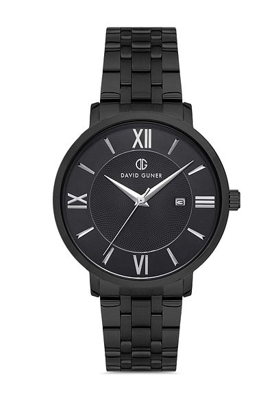 DAVID GUNER Men's Wristwatch Dg-8277Ga-G2 with Black Dial in Black Coated
