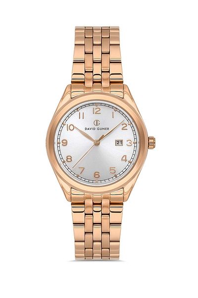 DAVID GUNER Women's Wristwatch with Rose Coated White Dial Dg-8746La-C1
