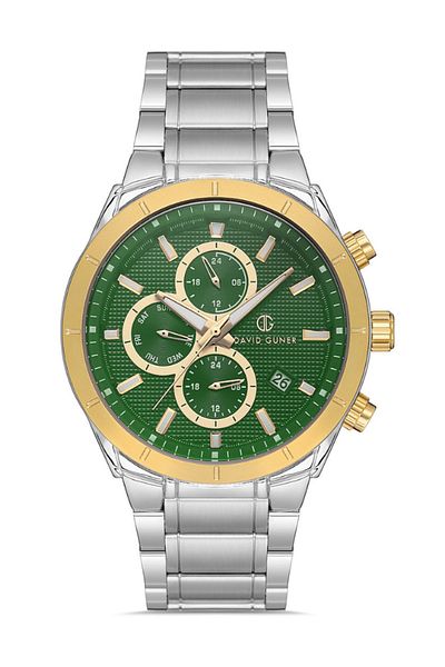 DAVID GUNER Men's Wristwatch Dg-8645Ga-D10 with Yellow White Coated Green Dial