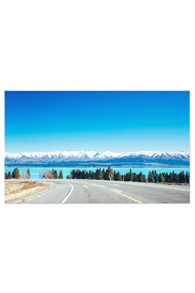 StoryGift Romania Tablou Canvas Conducere Pe Asfaltul De La Lacul Tekapo In Noua Zeelanda, Peisaj, Destinatie, Ca