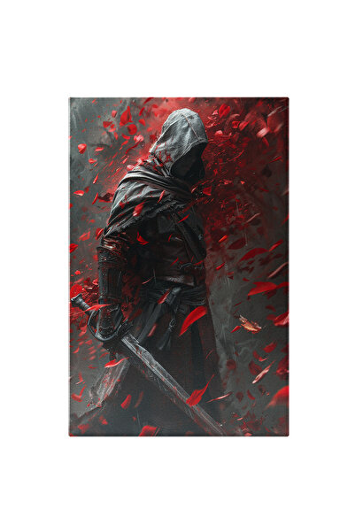 StoryGift Romania Tablou Canvas: Samuraiul Cu Sabie Și Puterea Petalelor Roși...