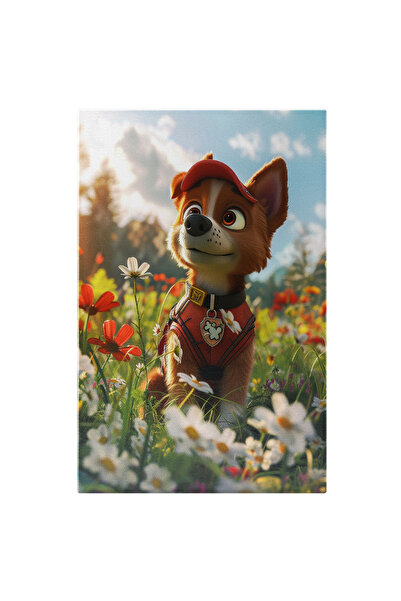 StoryGift Romania Tablou Canvas: Animații- Cățel Cu Costum Roșu În Câmpie Cu ...