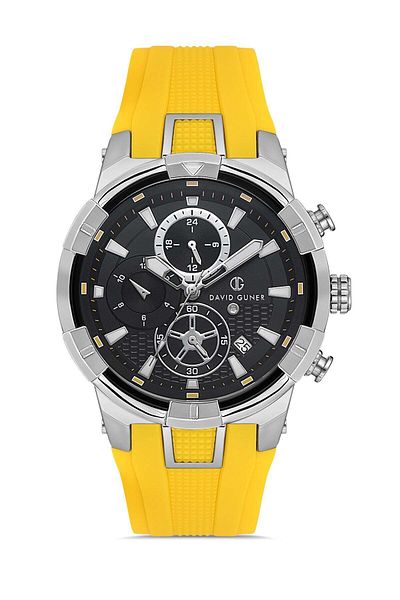 DAVID GUNER Men's Wristwatch Dg-8722Gd-Ae2 with Silver Coated Black Dial