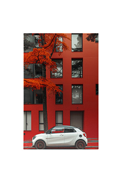 StoryGift Romania Tablou Canvas Cladirea Cu Pereti Rosii Si Geamuri Fumurii C...