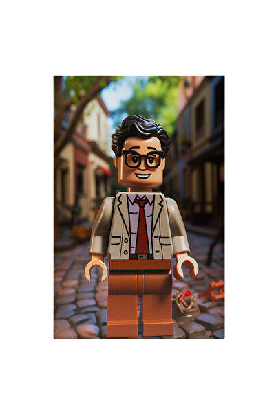 StoryGift Romania Tablou Canvas: Baiat Lego Figurina Pe Strada De Pietre Imbr...