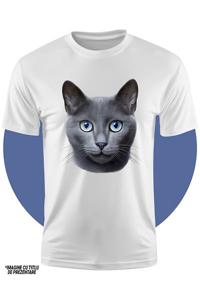StoryGift Romania Tricou Copii Cu Un Cap De Pisica, Ilustratie, Serioasa, Cenusie, Pentru Iubitorii De Pisic