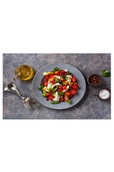 StoryGift Romania Tablou Canvas - Aranjament Culinar Cu Branza Si Cirese: Balsamic, Basil, Flatlay, Cheese