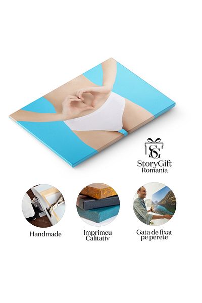 StoryGift Romania Tablou Canvas Fetita Subtire Pozand In Lenjerie Bej Pe Un Fundal Luminos, Silueta Eleganta, For