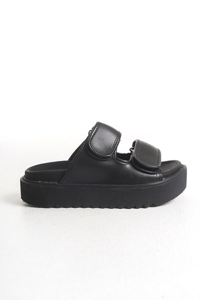 Pofi Shoes High Sole Daily Slippers with Tape Detail