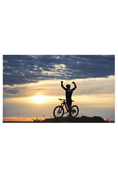 StoryGift Romania Tablou Canvas Om In Haine Sport Si Casca, Langa Bicicleta, ...