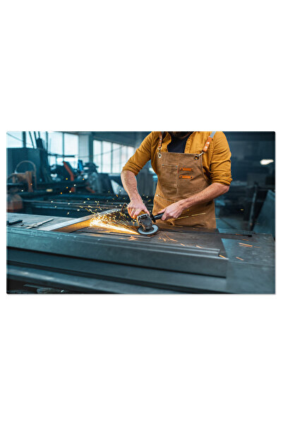 StoryGift Romania Tablou Canvas Muncitor In Industria Metalurgica Slefuire, Slefuitoare, Metal, Industrial, Funct