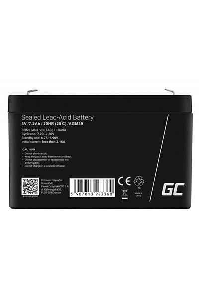 Well Acumulator 6V 7AH plumb acid Well - Green Cell