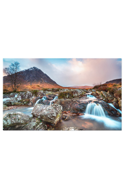 StoryGift Romania Tablou Canvas Fotografie Cascade Frumoase La Glen Etive, Cascada, Munte, Rau, Iarna, Peisaj, Na