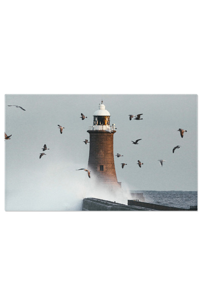 StoryGift Romania Tablou Canvas Farul Cu Valuri Gigantice - Peisaj Marin Fasc...