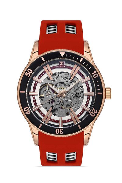 DAVID GUNER Rose Coated Black Dial Men's Wristwatch Dg-8619Gd-Zt1