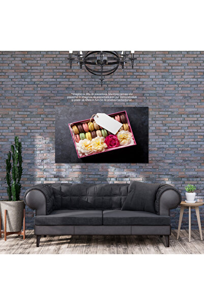 StoryGift Romania Tablou Canvas Cutie De Cadou Cu Macarons Si Trandafiri - Cadou, Macarons, Trandafiri, Romantism