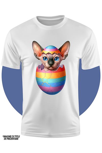 StoryGift Romania Tricou Copii Cu O Pisicuta Sfinx Care Iese Dintr-un Ou Spart, Pentru Iubitorii De Feline,